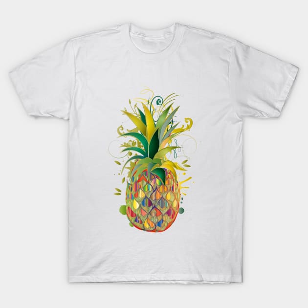 Drawing of a colorful pineapple in graffiti style T-Shirt by Kisho